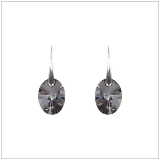 Swarovski Element Oval Earrings - Silver Night