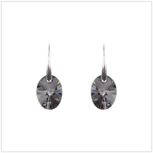 Swarovski Element Oval Earrings - Silver Night