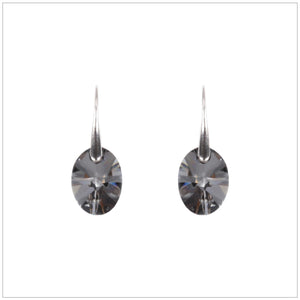 Swarovski Element Oval Earrings - Silver Night