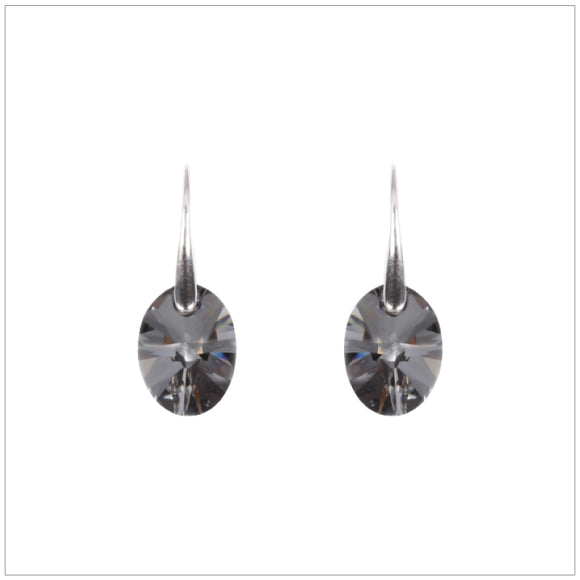 Swarovski Element Oval Earrings - Silver Night