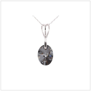 Swarovski Element Oval Necklace - Silver Night