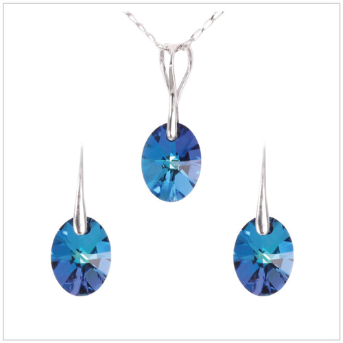 Swarovski Element Oval Set - Bermuda Blue