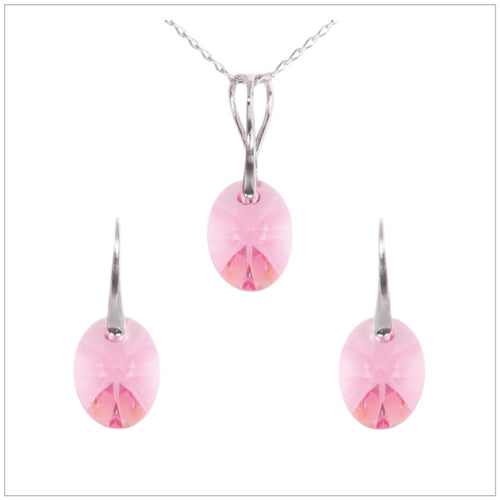 Swarovski Element Oval Set - Light Rose