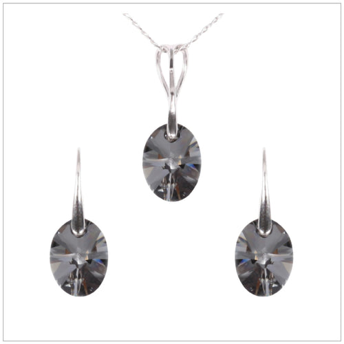 Swarovski Element Oval Set - Silver Night