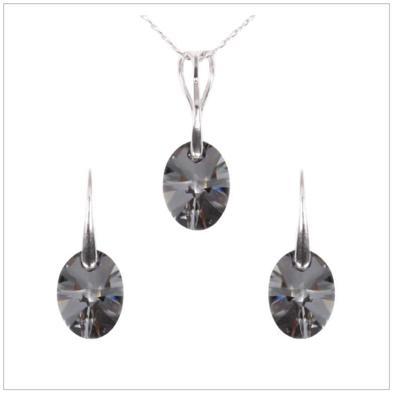 Swarovski Element Oval Set - Silver Night