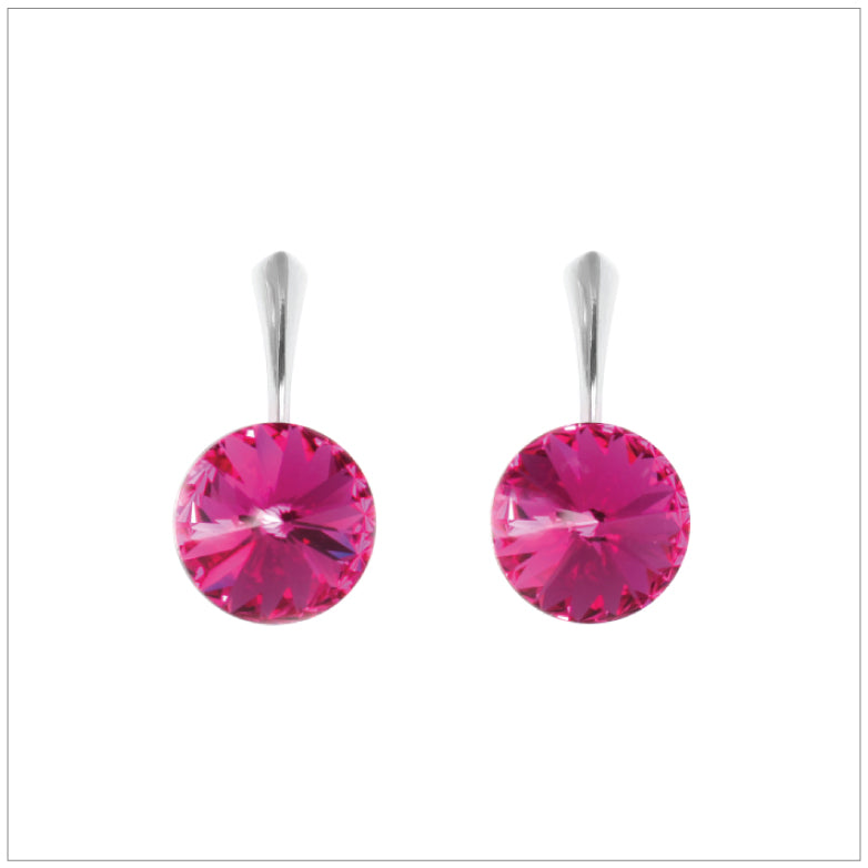 Swarovski Element Rivoli Earrings - Fuchsia - K. Crystals Online