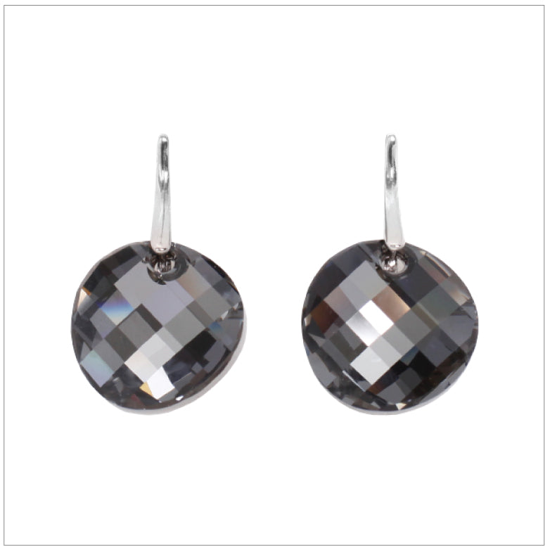 Swarovski Element Twist Jet Earrings - Silver Night - K. Crystals Online